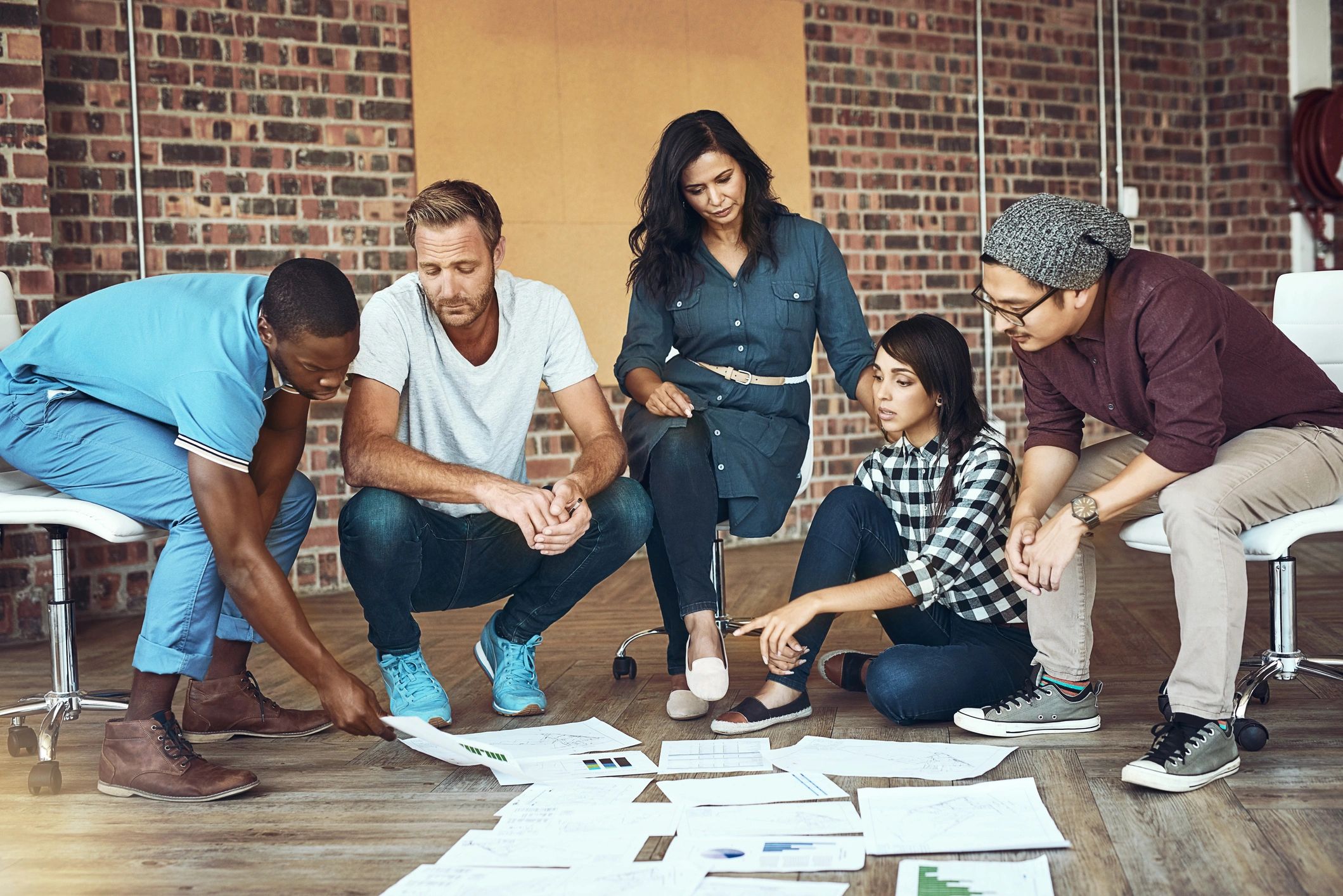 Marketing team collaborating on campaign content
